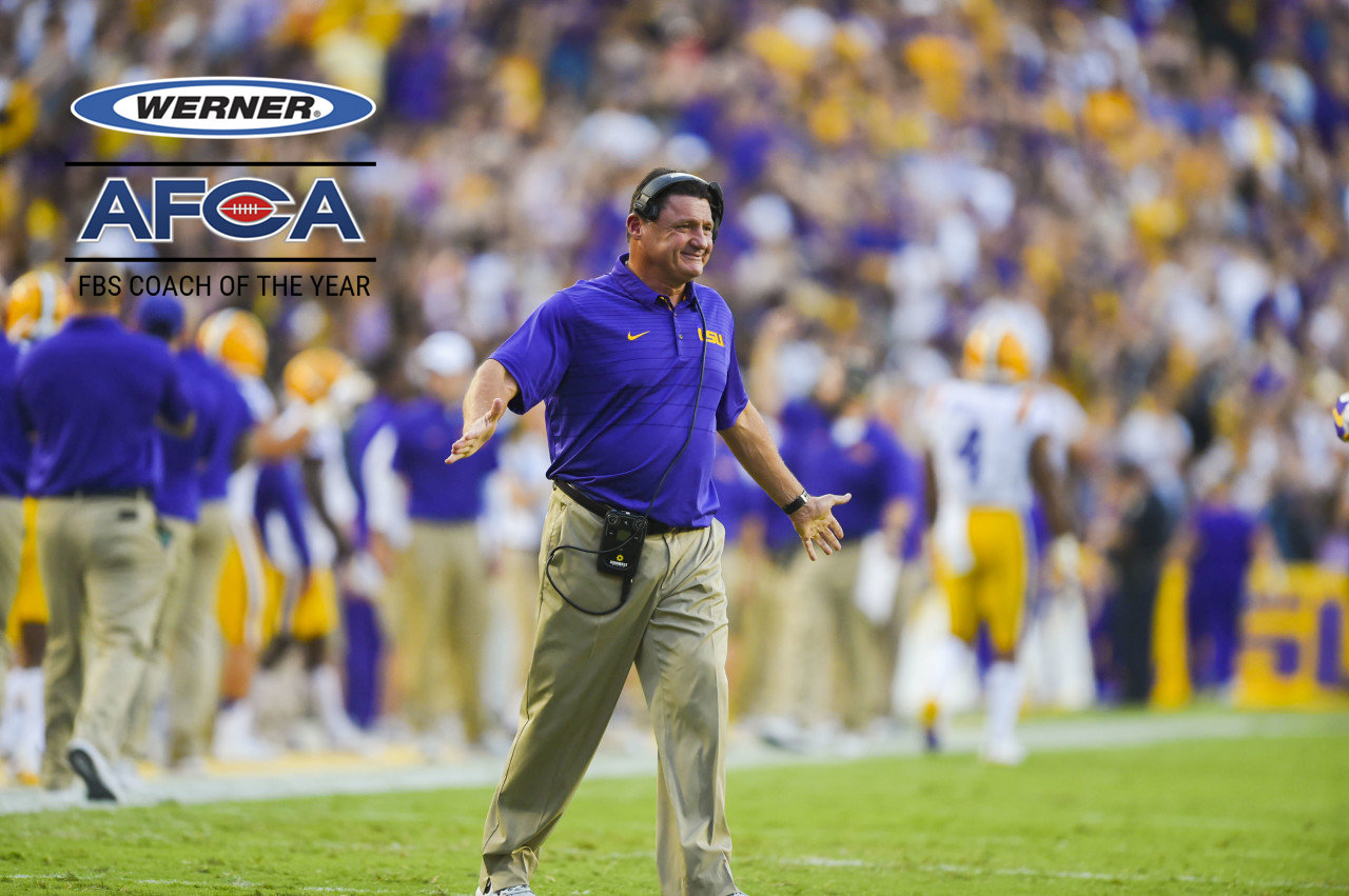 Werner Ladder AFCA FBS Regional Coach Of The Year - Ed Ogeron w/ Logo