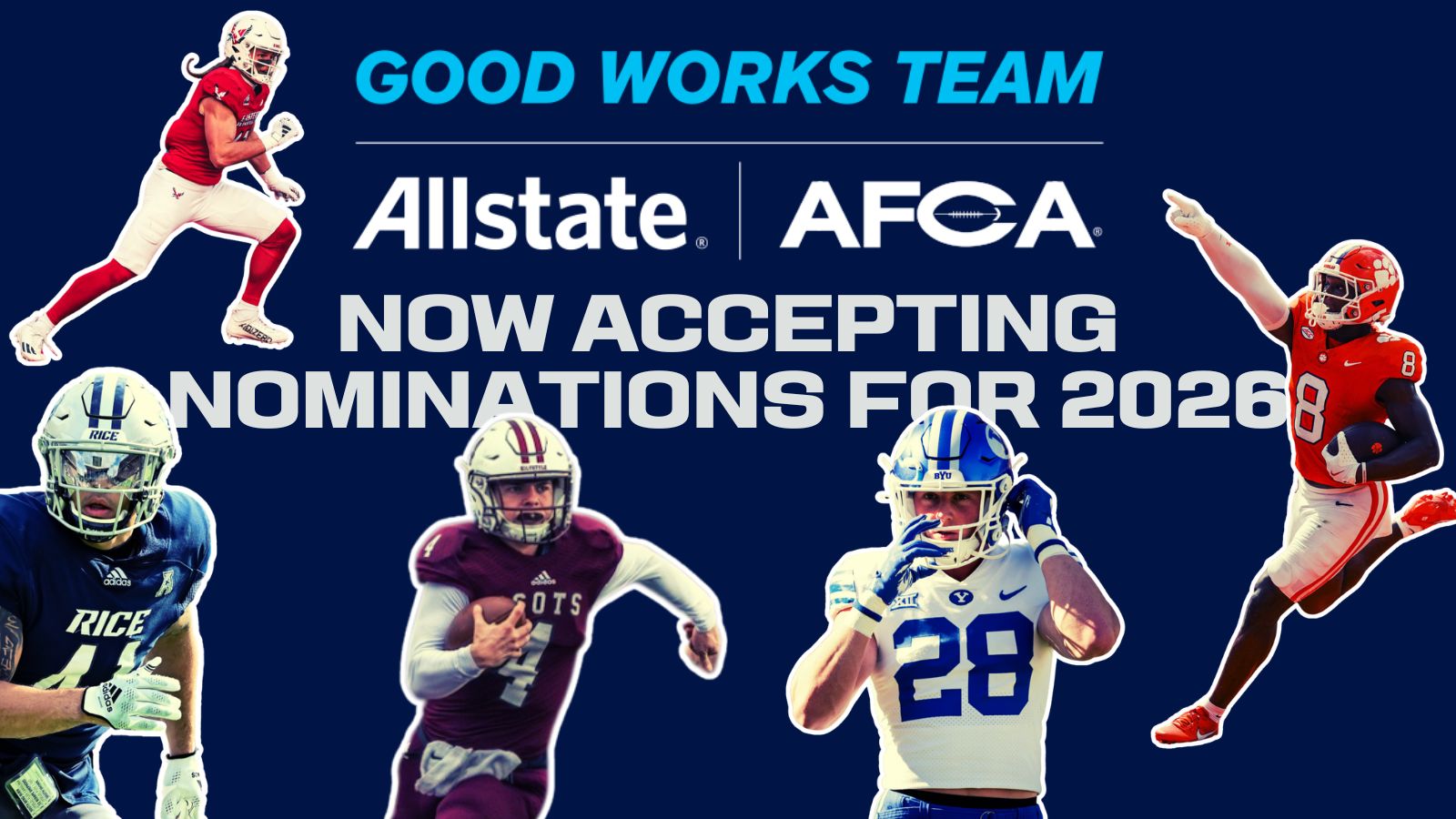 Nominations for the 2026 Allstate AFCA Good Works Team are now open.