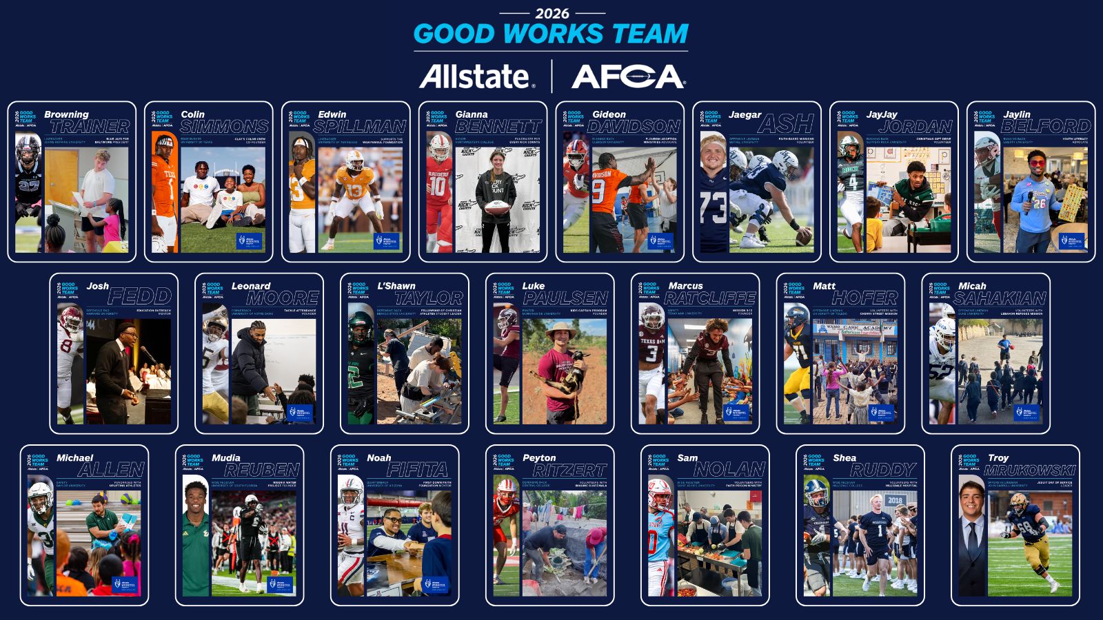 The 2026 Allstate AFCA Good Works Team