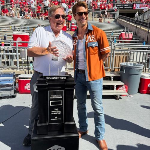 Glen Powell with Coaches Trophy