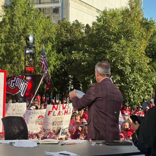 Urban Meyer with Coaches Trophy